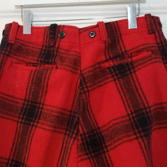 Vintage Wool Buffalo Plaid Hunting Pants Men 33x29 Red Lumberjack Outdoor Unisex - Picture 4 of 14